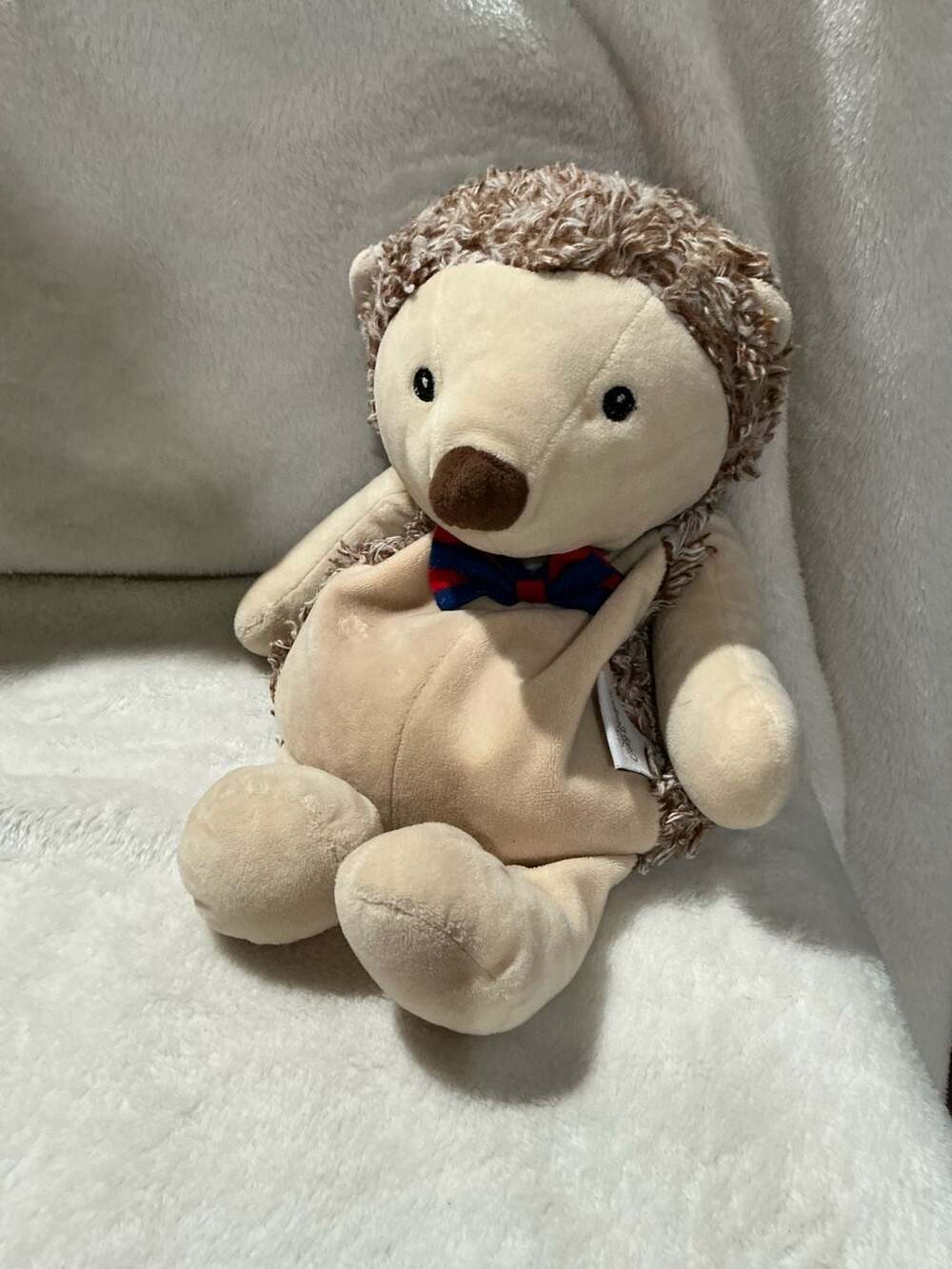 Cozy Hugs Soothing Aromatherapy Hedgehog Plush with Red and Blue Bowtie